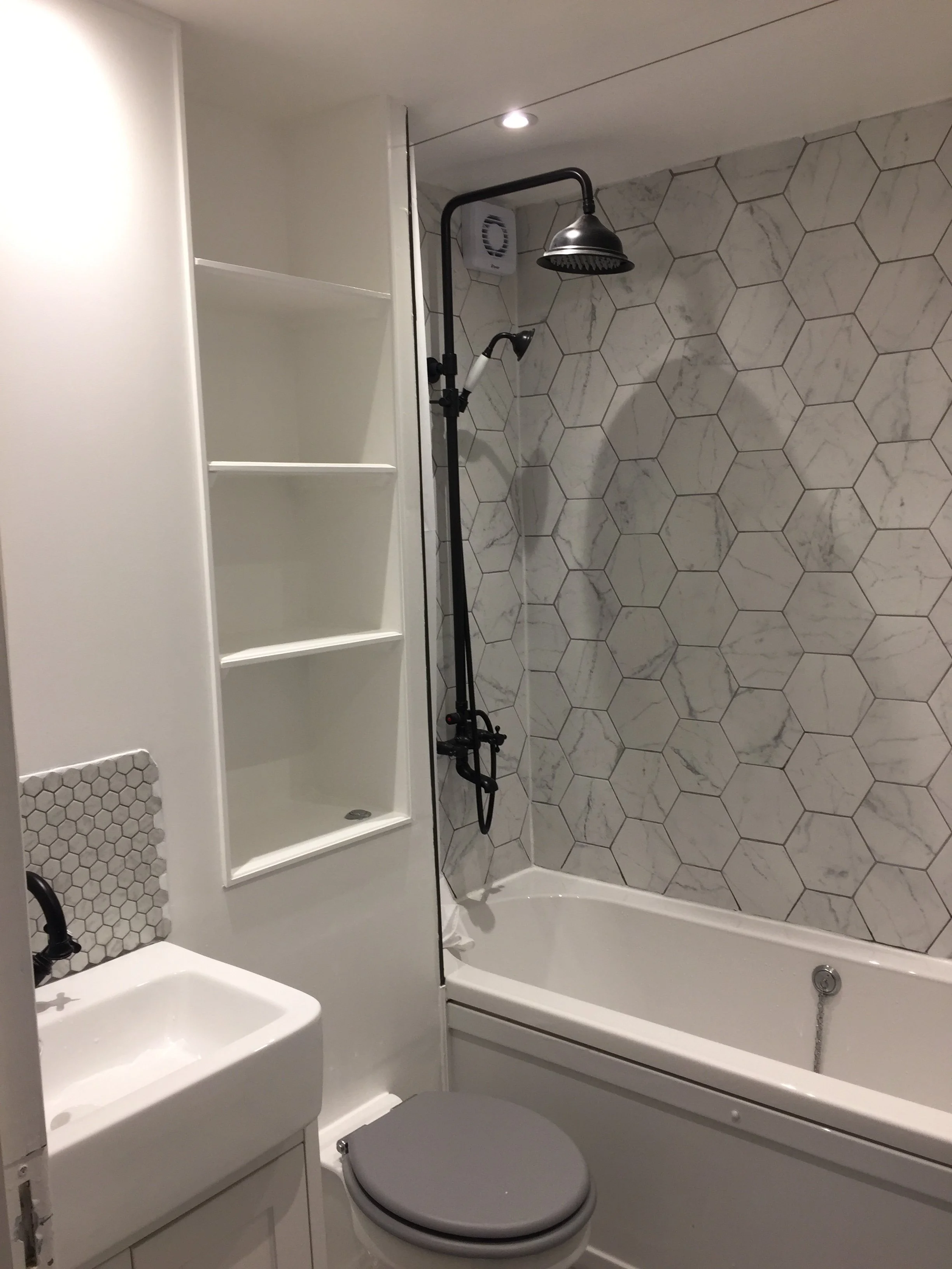 Black and white bathroom refurbishment