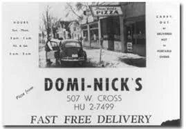 Ad from Domi-Nick’s promoting their UVP: fast, free delivery.