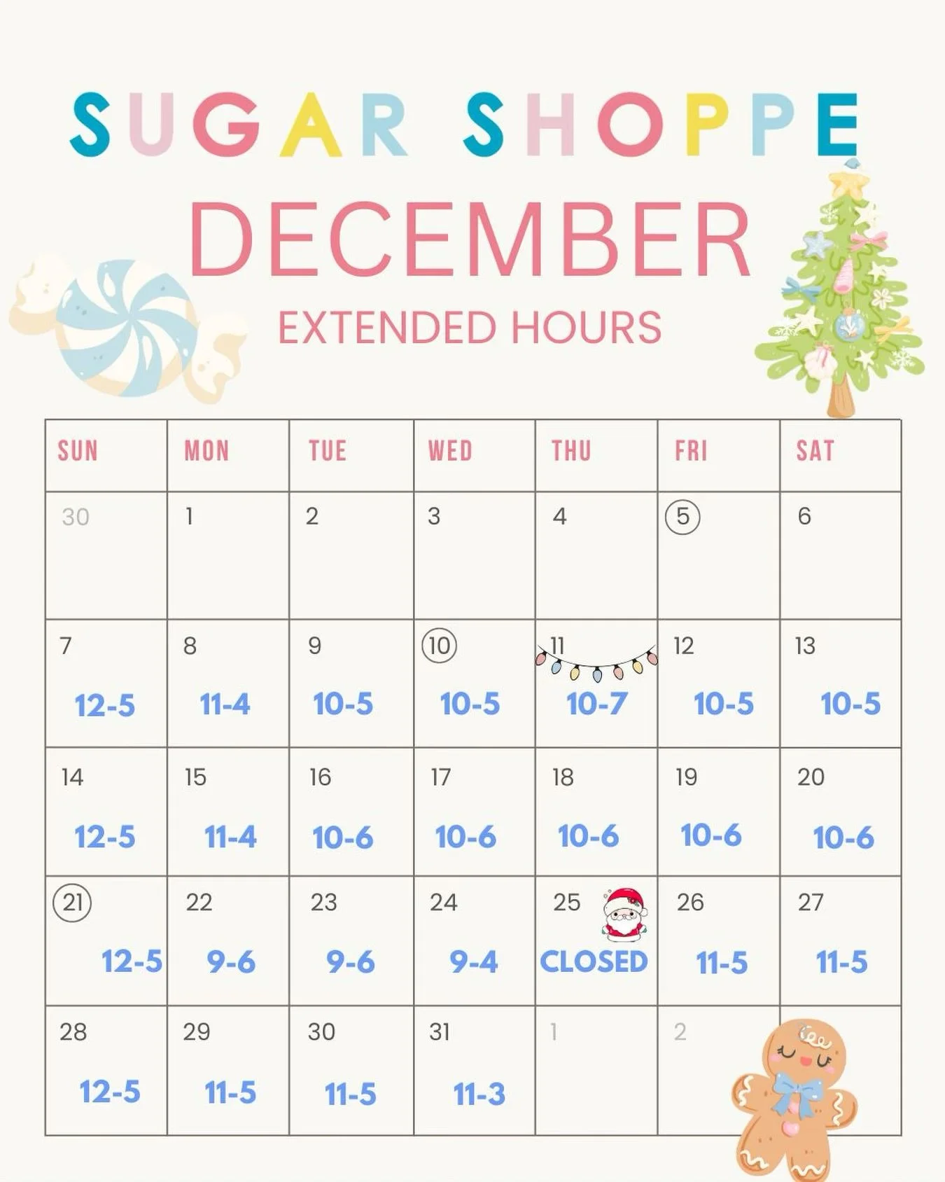 We have extended hours for the rest of the month to help you prepare for the merriest and sweetest time of year! Let us know if you anything specific you want to see in the shop!

#TheSugarShoppe #Hostessgifting #HostessSeason #HolidayBundles #Curate