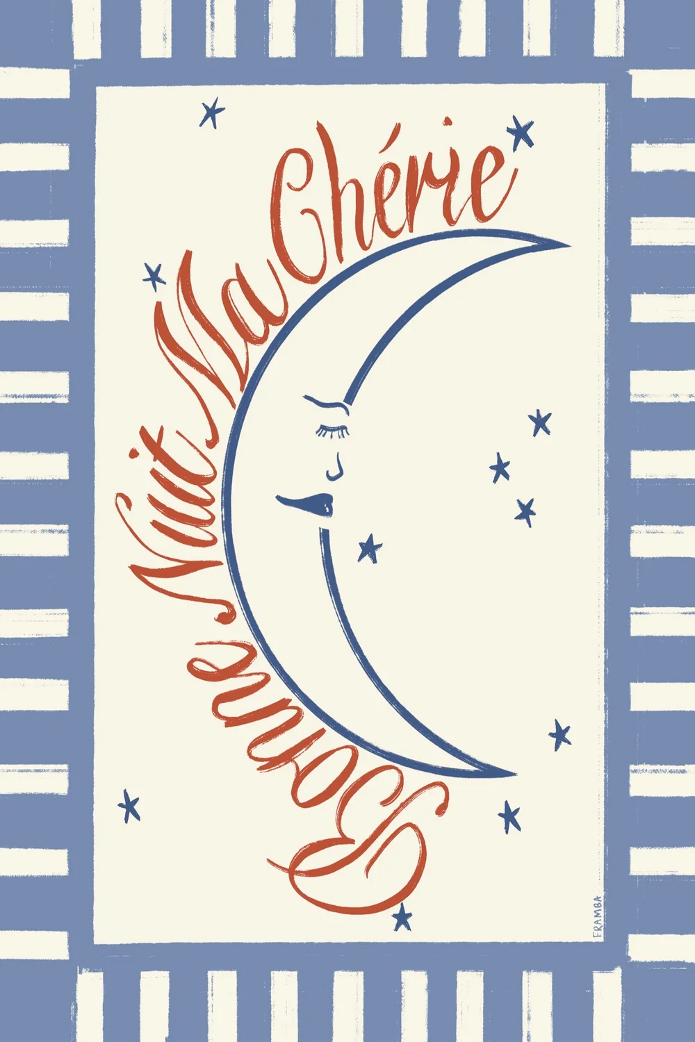 Bonne Nuit Mon Chéri/Bonne Nuit Ma Chérie print, A4/A3 — FRAMBA design, image size:1000x1500