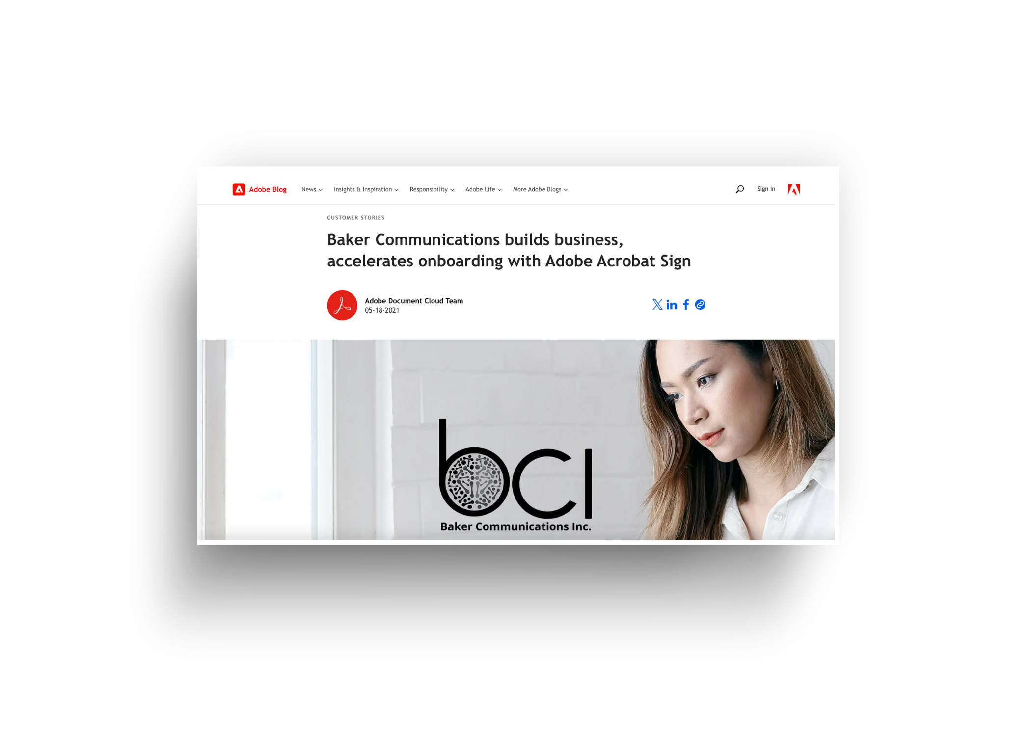 Baker Communications builds business, accelerates onboarding with Adobe Acrobat Sign