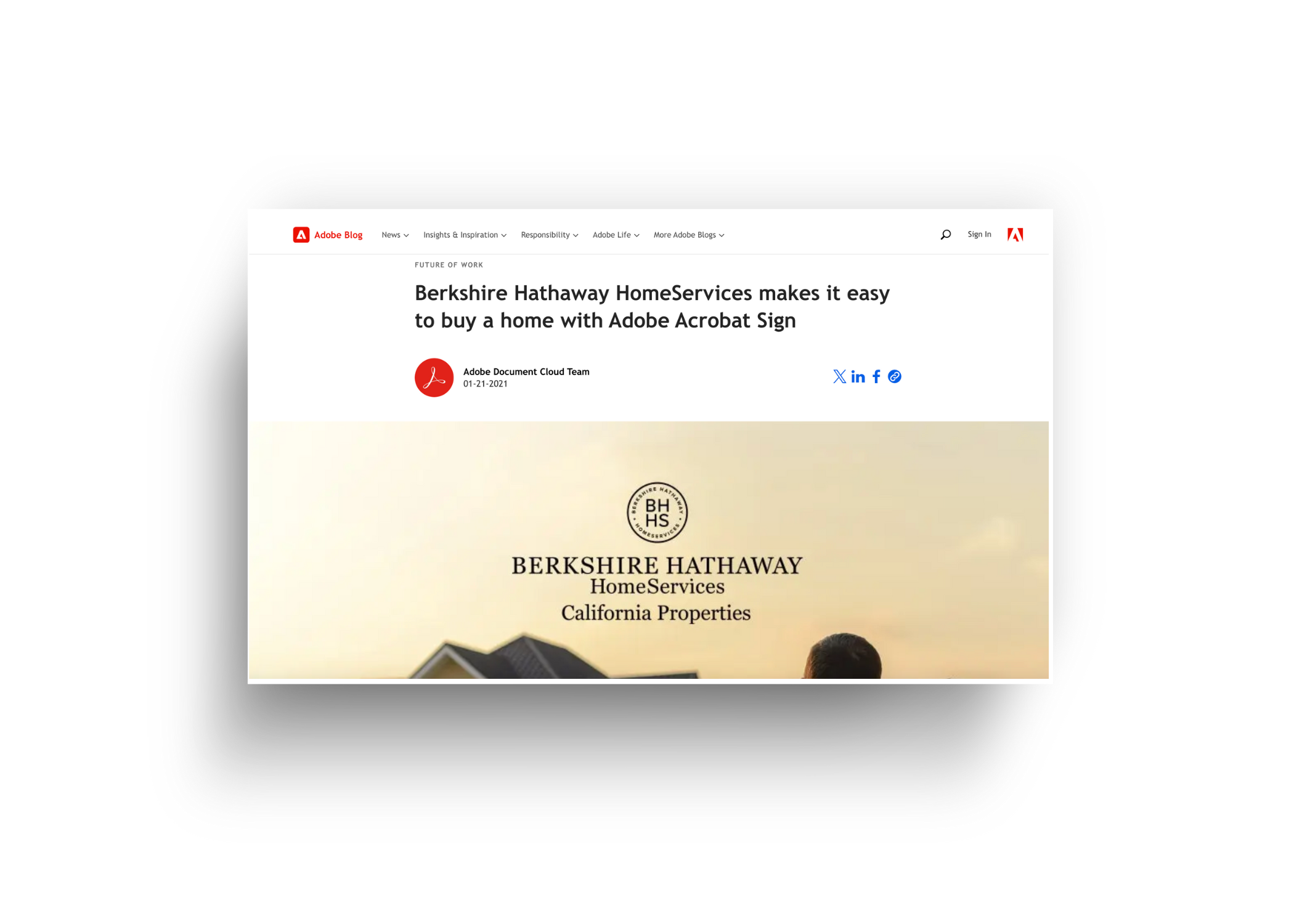 Berkshire Hathaway HomeServices makes it easy to buy a home with Adobe Acrobat Sign