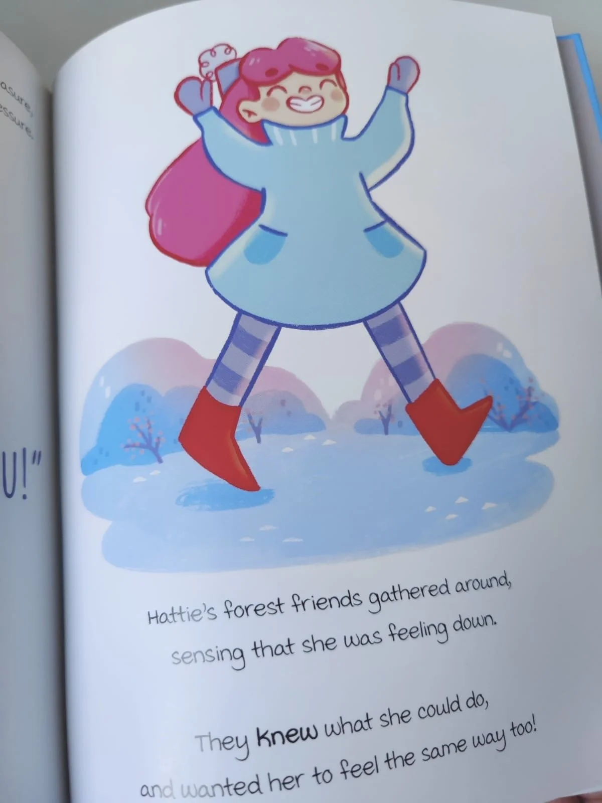 Photography of a page within 'The Confidence Trick' depicting Hattie beginning to believe in herself