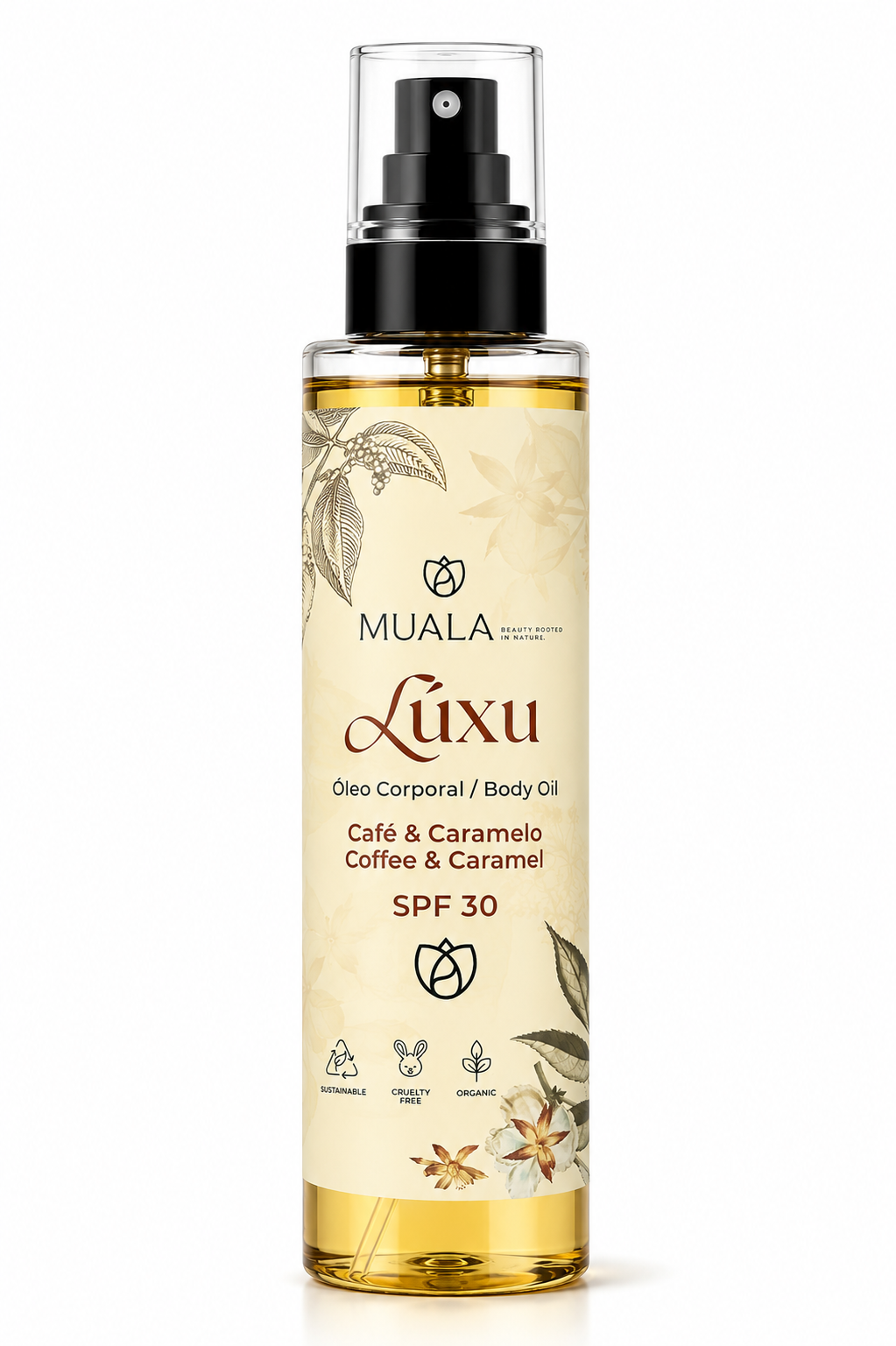 Lúxu: Body Oil with Coffee and Caramel SPF 30