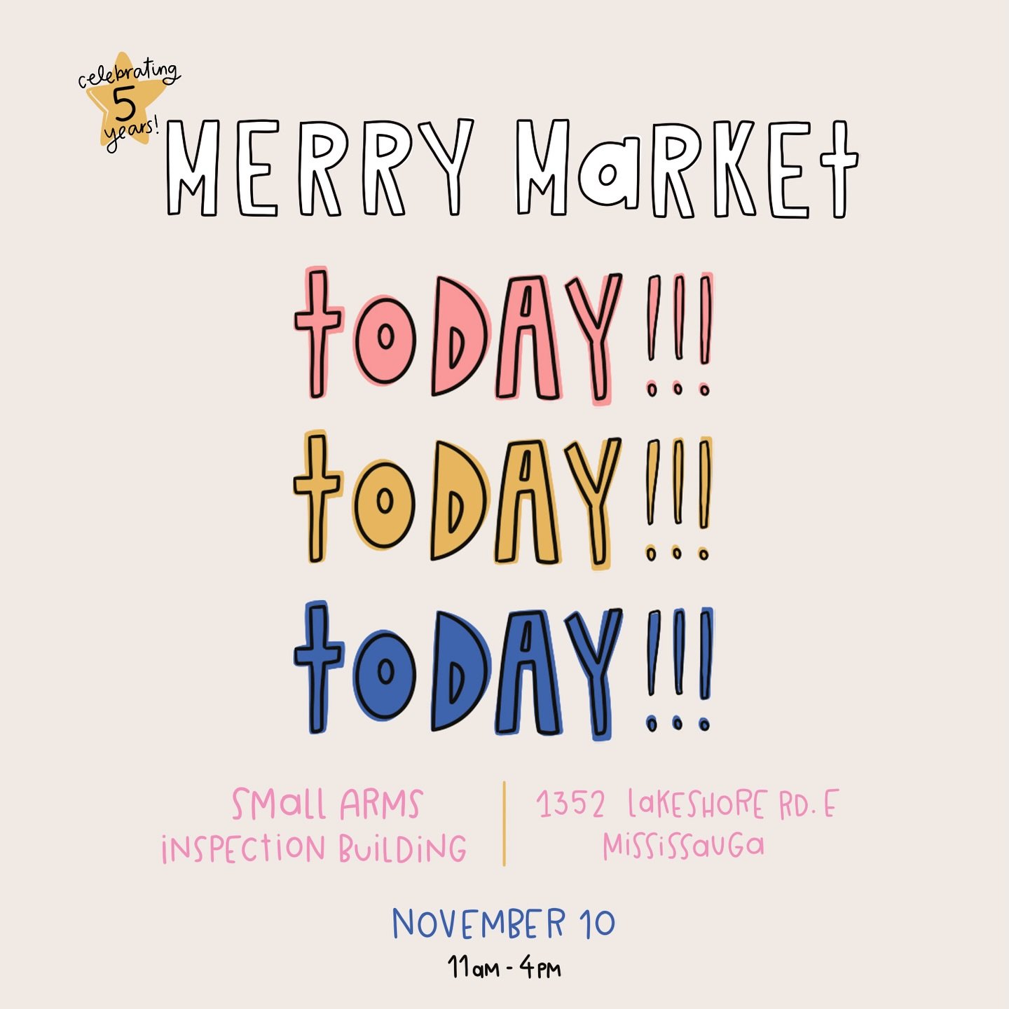 TODAY TODAY TODAY

we such a blast yesterday, we figured why not do it all again today!
day two of ✨merry market✨ kicks off at 11am and runs until 4pm today! See you soon! 💛

🎁Merry Market
🗓️November 10 &bull; 11am-4pm
📍small arms inspection buil
