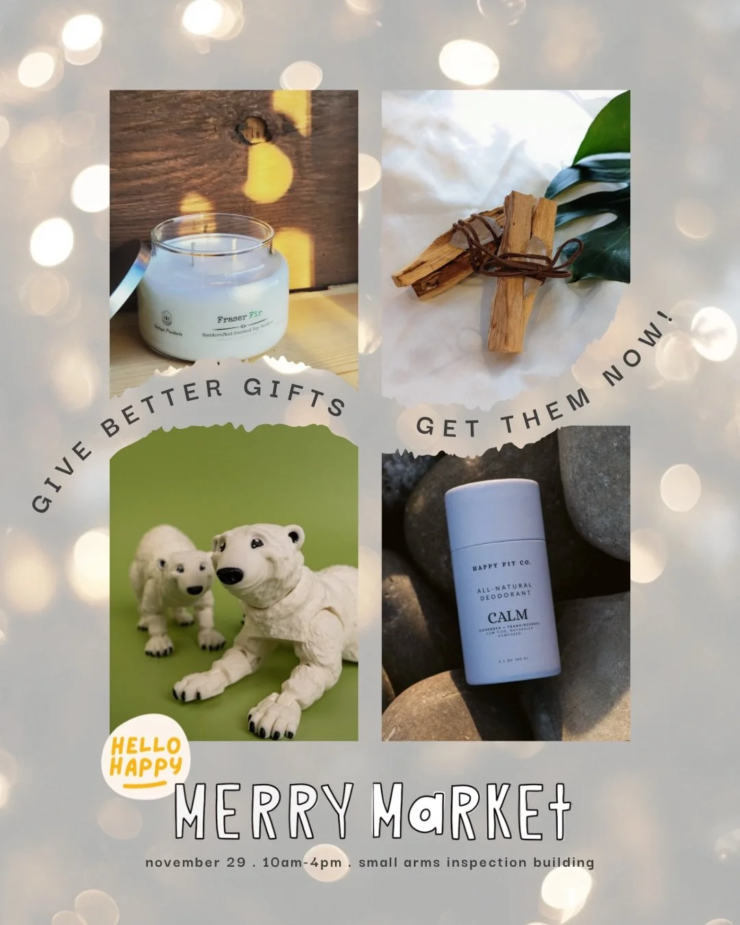 ✨meet the makers✨

One-of-a-kind gifts for everyone you love, made by local artisans at Merry Market!

be sure to check out
@panayiotascandles 
@808co.ca 
@fidgeypidgey 
@happypitco 

🎄Merry Market
🗓️November 29 &bull; 10 AM - 4 PM
📍small arms ins