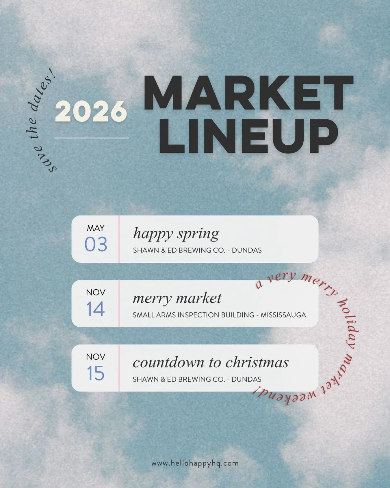 Save the dates pals!

We&rsquo;re back, and so ready for 2026! 🤩
Same fun vibes, incredible small businesses, and the best community around! Dates are locked in&mdash;applications launching soon!

* corrected dates, thanks for bearing with us 😅