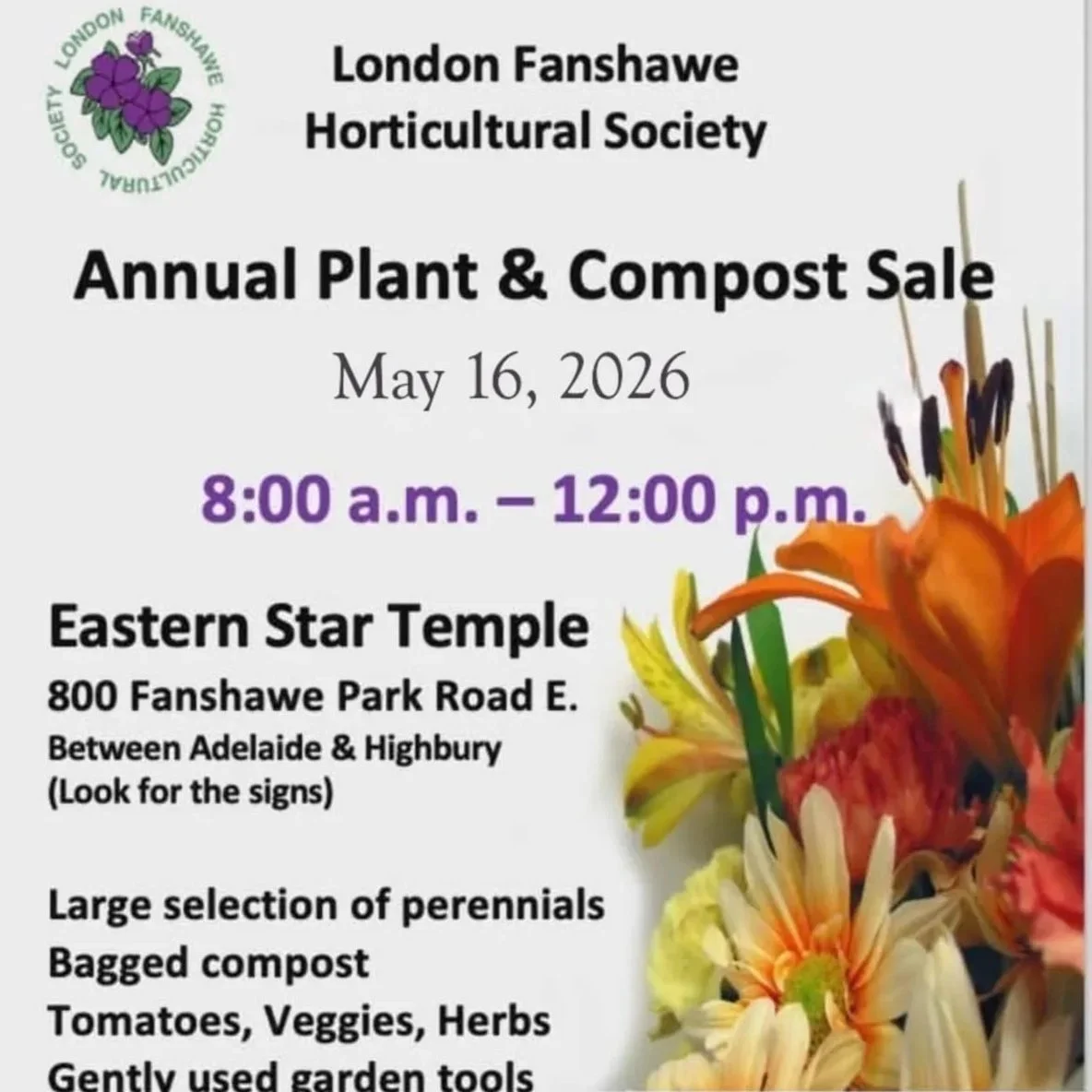 London Fanshawe Horticultural Society - Plant &amp; Compost Sale 