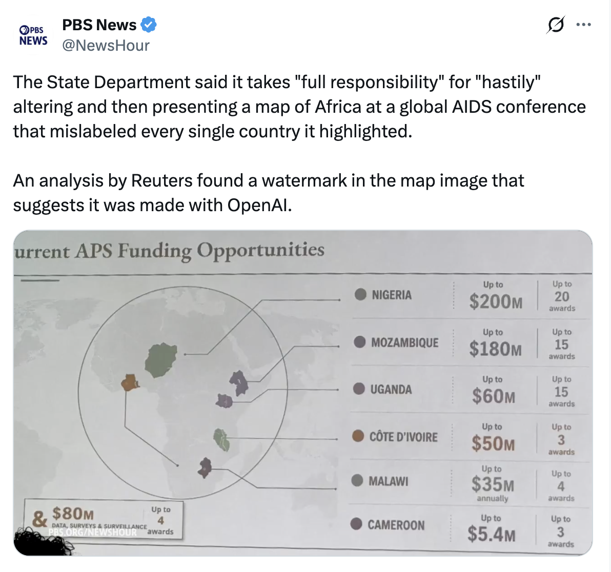 Screenshot of PBS NewsHour Tweet linked above.