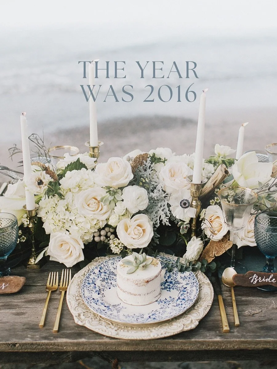 2016 &mdash; when one iPhone photo was enough for a post, and weddings were all about naked cakes, chivairi chairs, lace overlays, succulents, rose gold metallics and at least a dozen signs telling you where to sit, stand, sign, sip, or hashtag.

It 