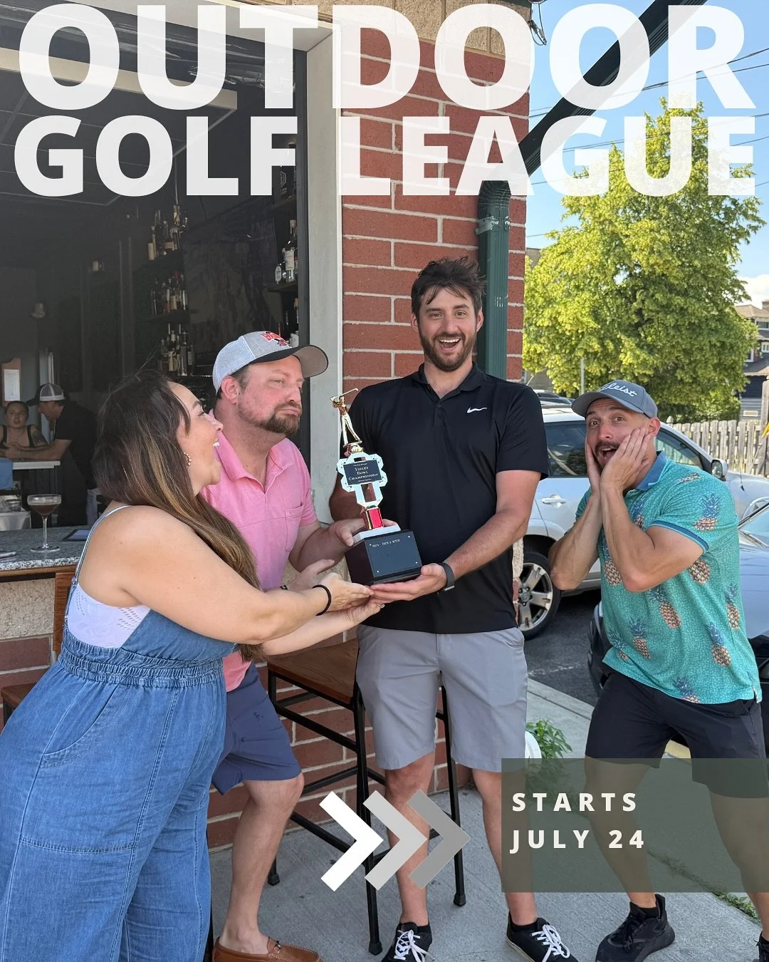 β³ Ready to level up your summer?
Join our 7-week outdoor golf league at Delaware Park! ποΈ‍βοΈπ³
β
 2-person scramble
β
 Carts included
β
 Weekly challenges & championship round
β
 Kickoff + championship parties
β
 $50 referral bonus!
League star