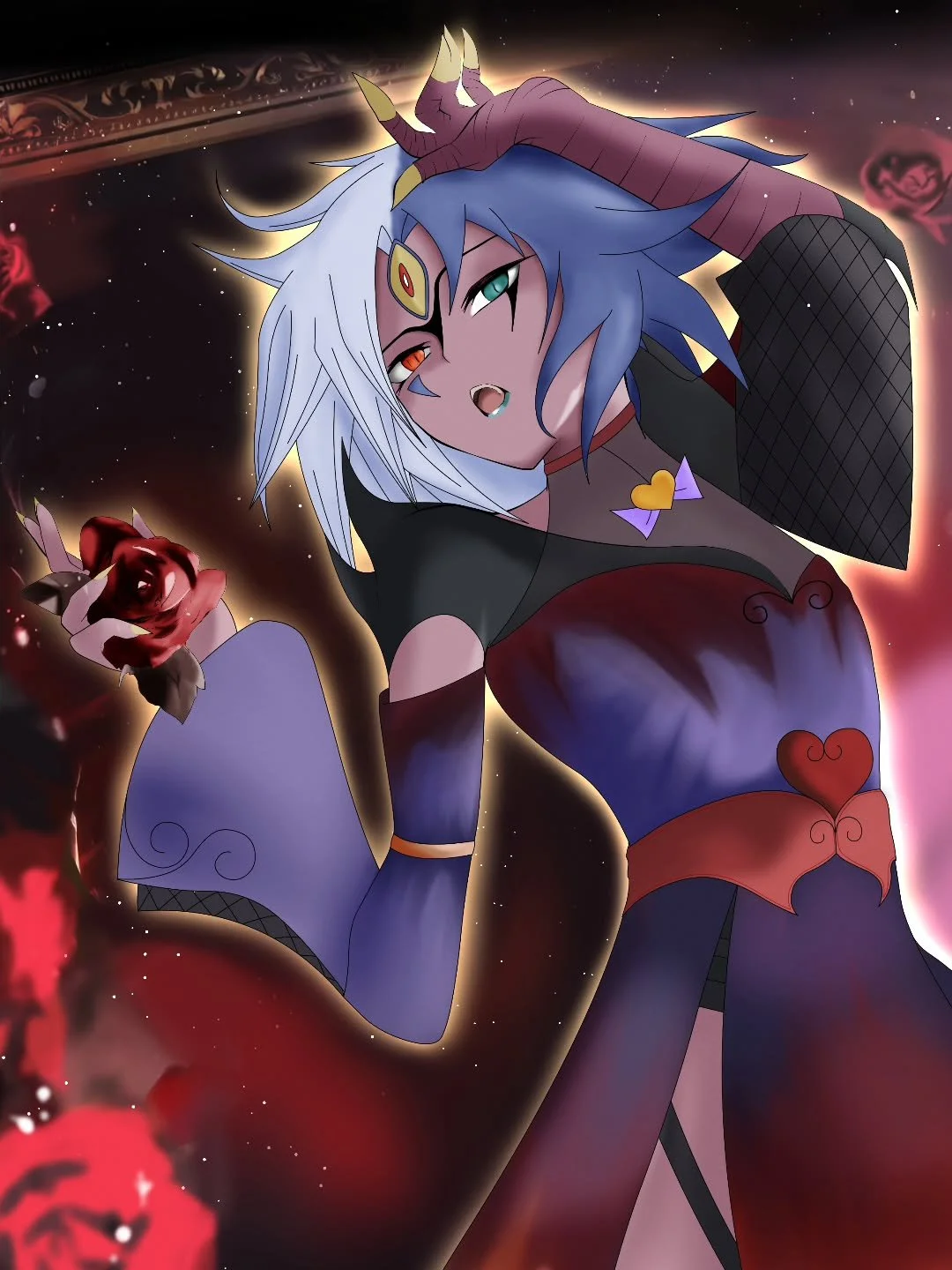 Devilishly Sweet...
A Halloween drawing of Yubel, featuring an outfit designed by Kuroki Ayano, a long-time supporter on my YouTube channel! 💫

The goal of this piece was to bring Yubel into a Halloween, almost vampiric theme &mdash; seductive yet p