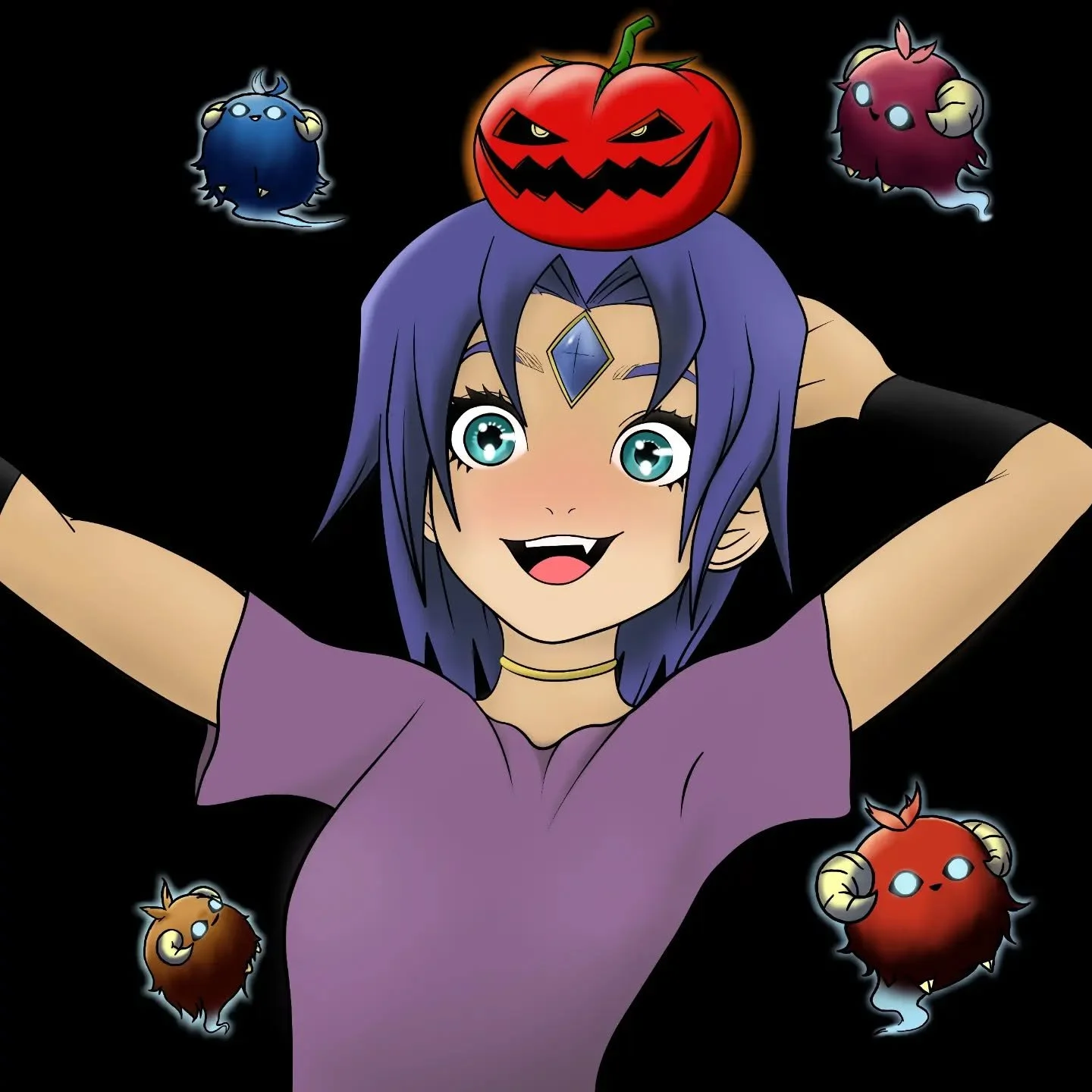 Yubel in a tomato hat!
A quick piece for the month of Halloween that I sold on my YouTube merch. Featuring the human form of Yubel with Mystic Tomato (as a craved pumpkin) and surrounded by Scapeghosts for the halloween theme!
Just a small halloween 