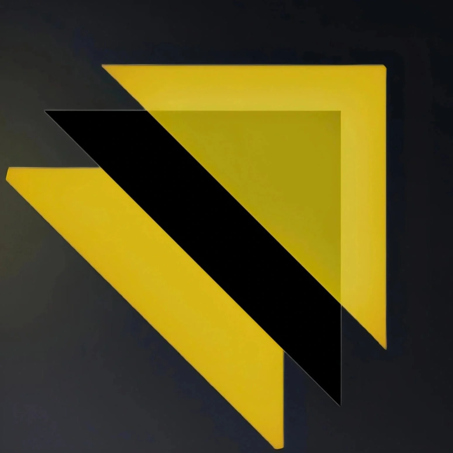 A warning sign with black and yellow chevron patterns.