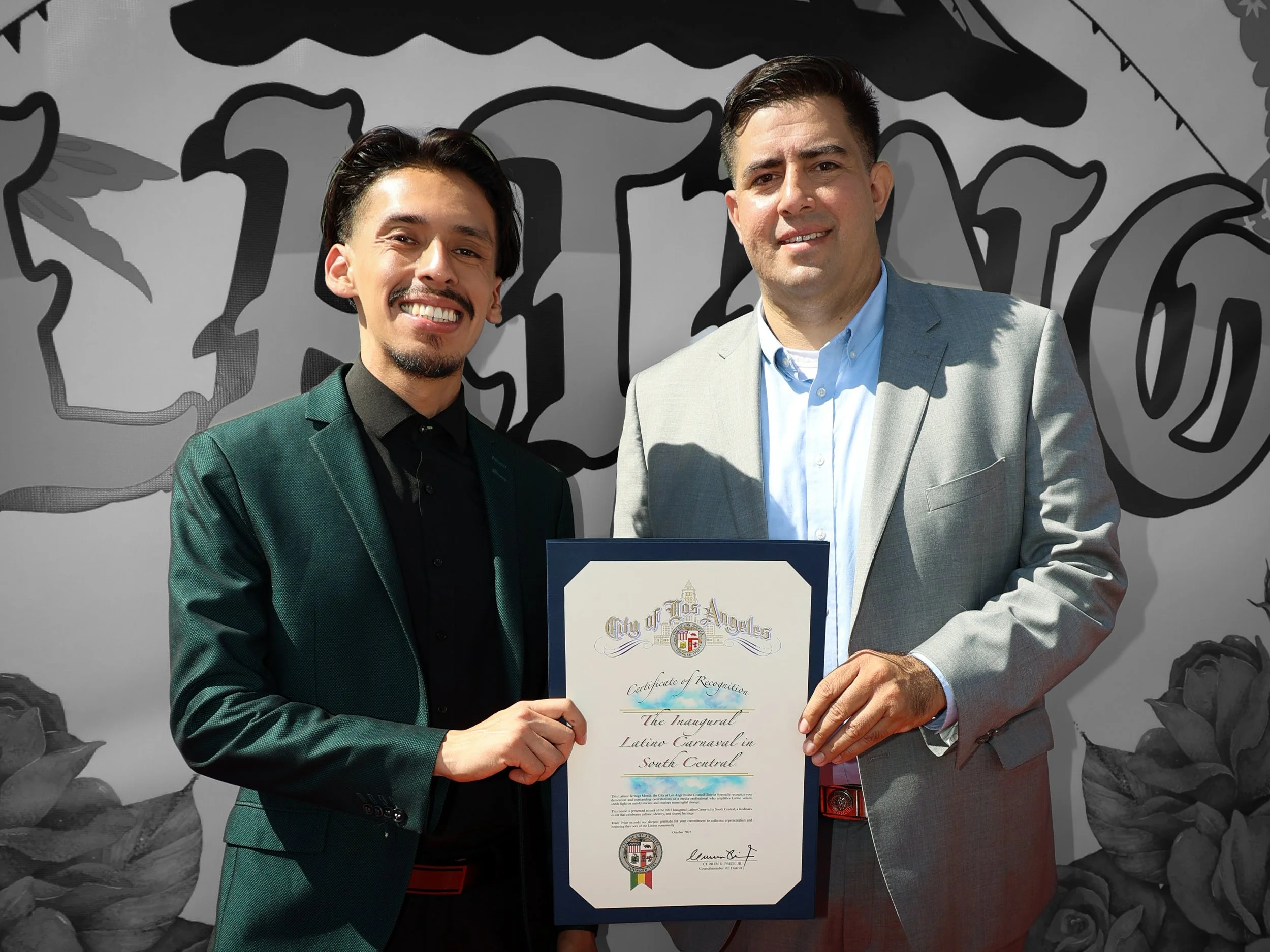 Oscar Bracho being recognized as a media professional by the City of Los Angeles