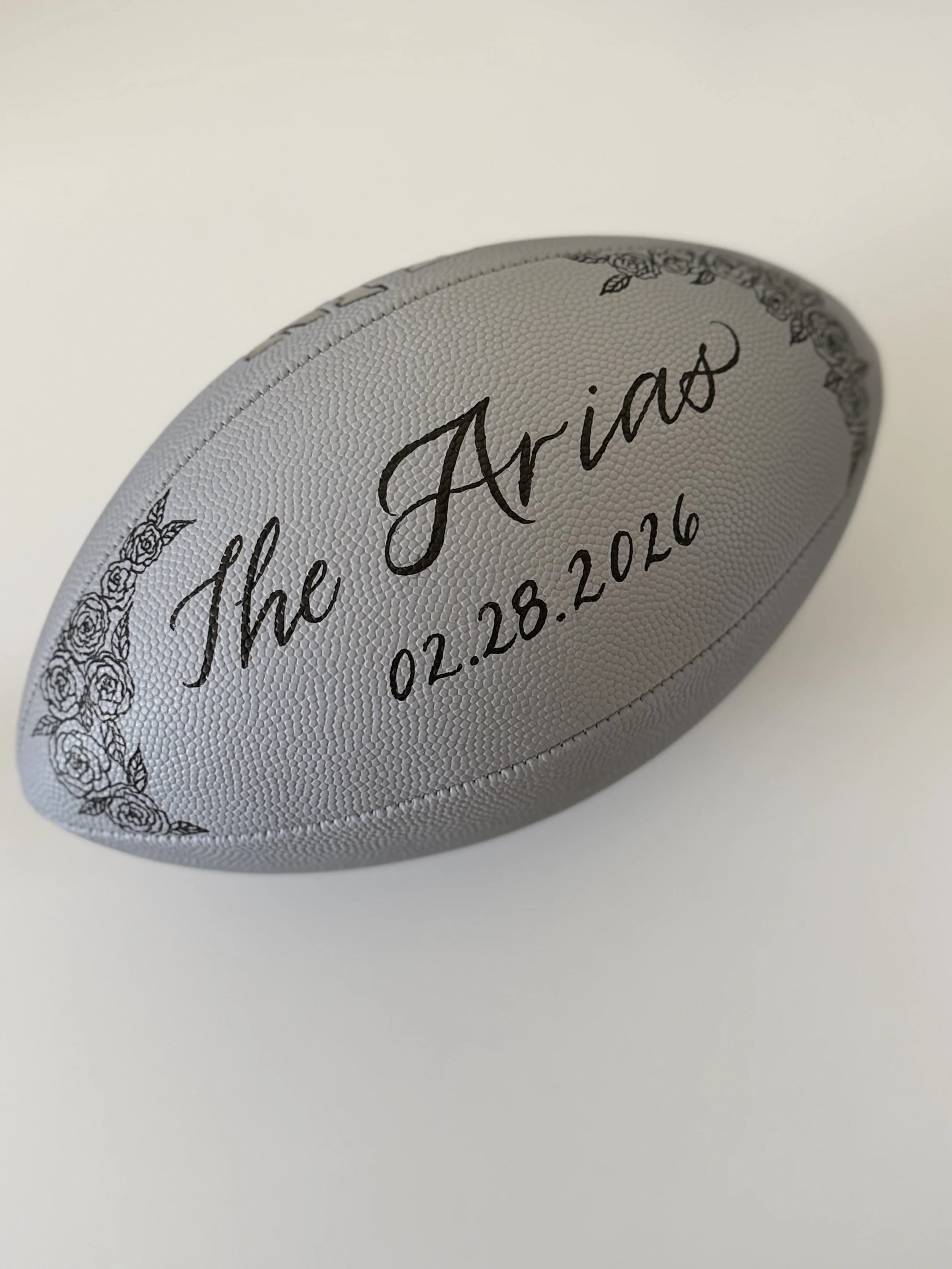 personalized painted NFL football for wedding Miami Dolphins 