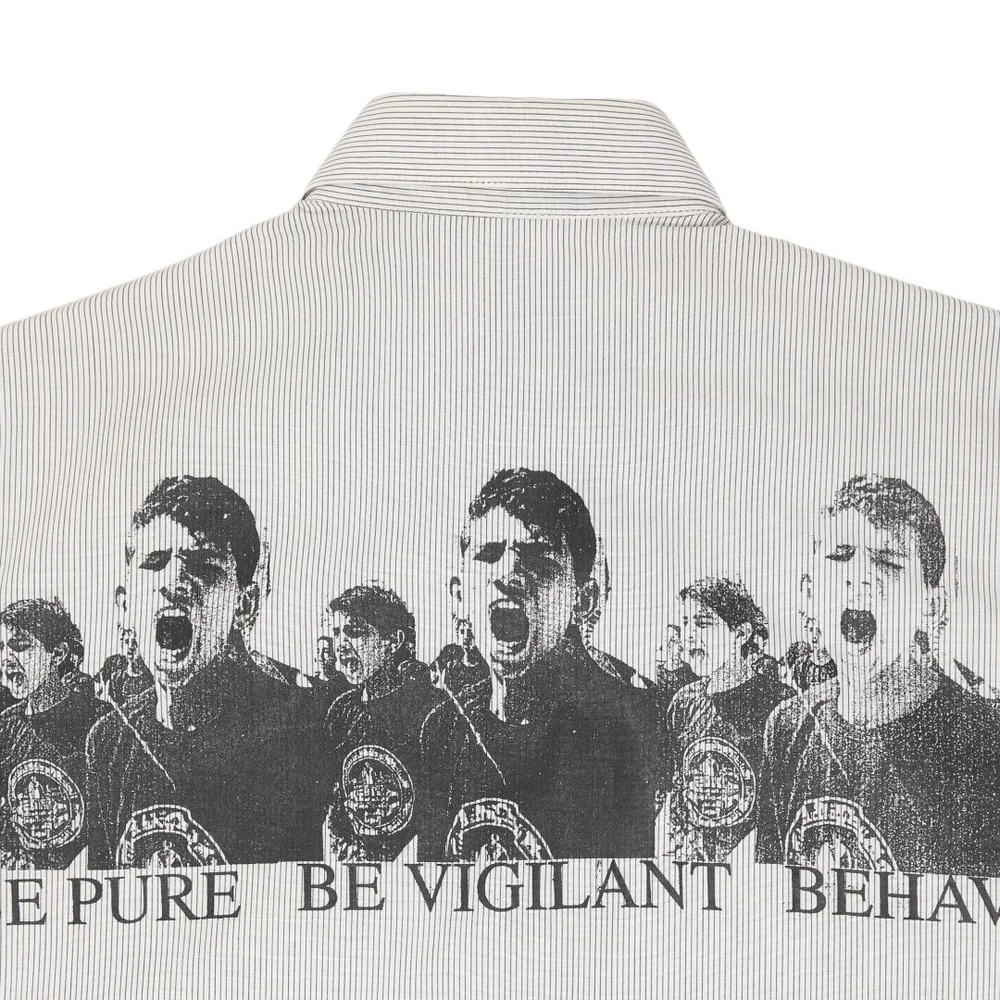 RAF Simons Be Pure Be Vigilant Behave Cut Off Sleeve Button Up