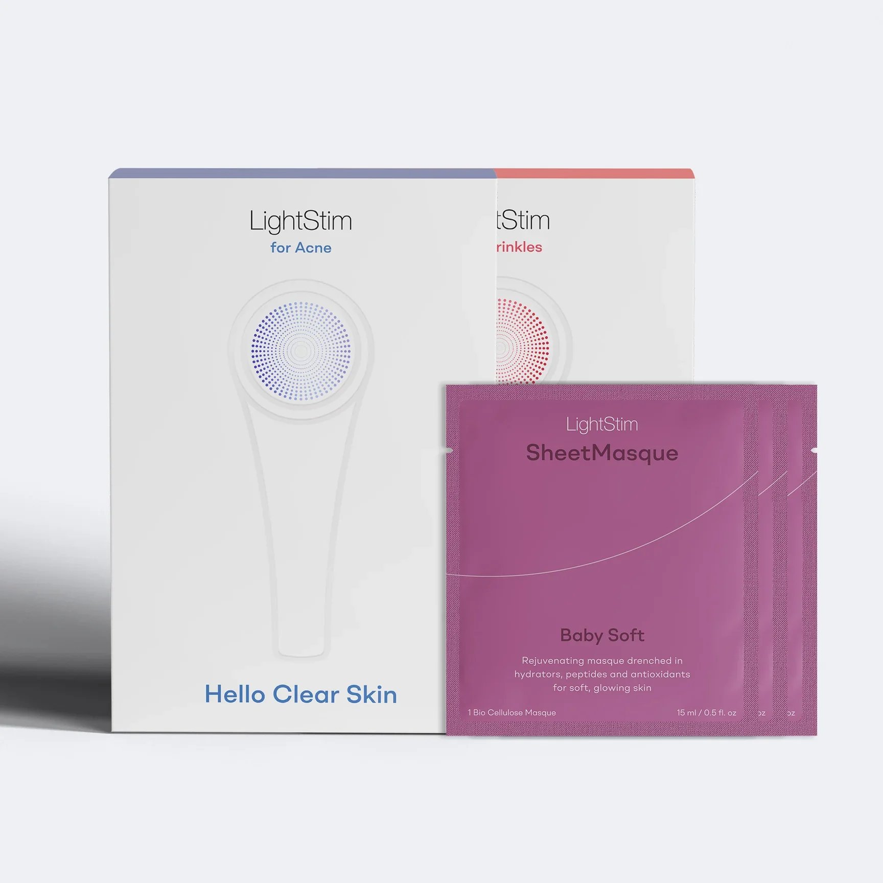 LightStim Duo: Acne & Wrinkle 2 Light + Sheet Masques Bundle