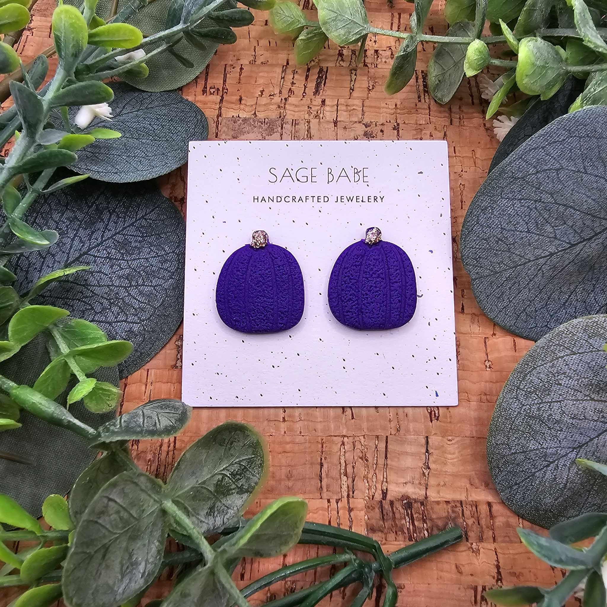 Jewel Tone Pumpkin Studs, Purple