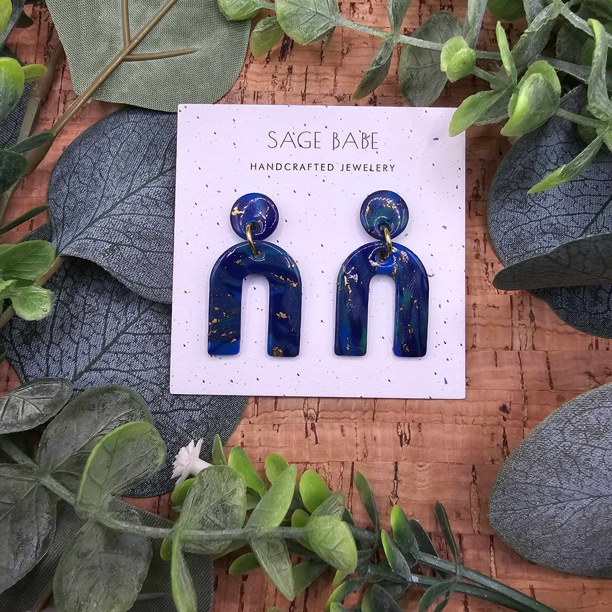 Deep Blue Marble Small Arches
