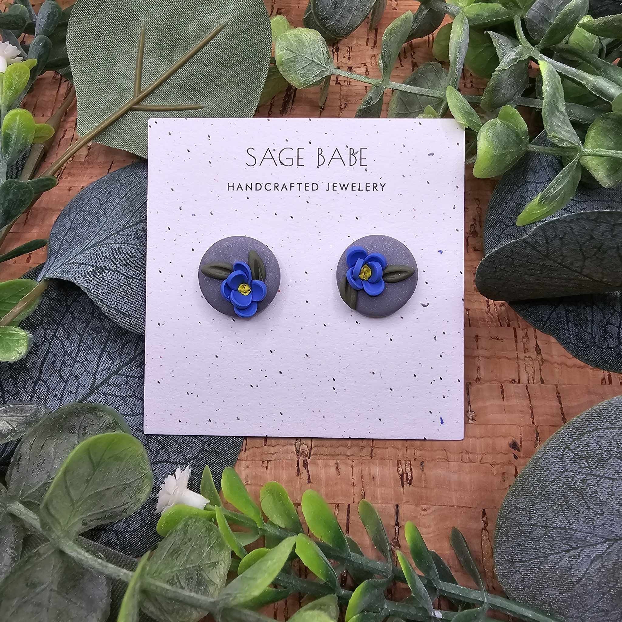 Blue Flower Studs