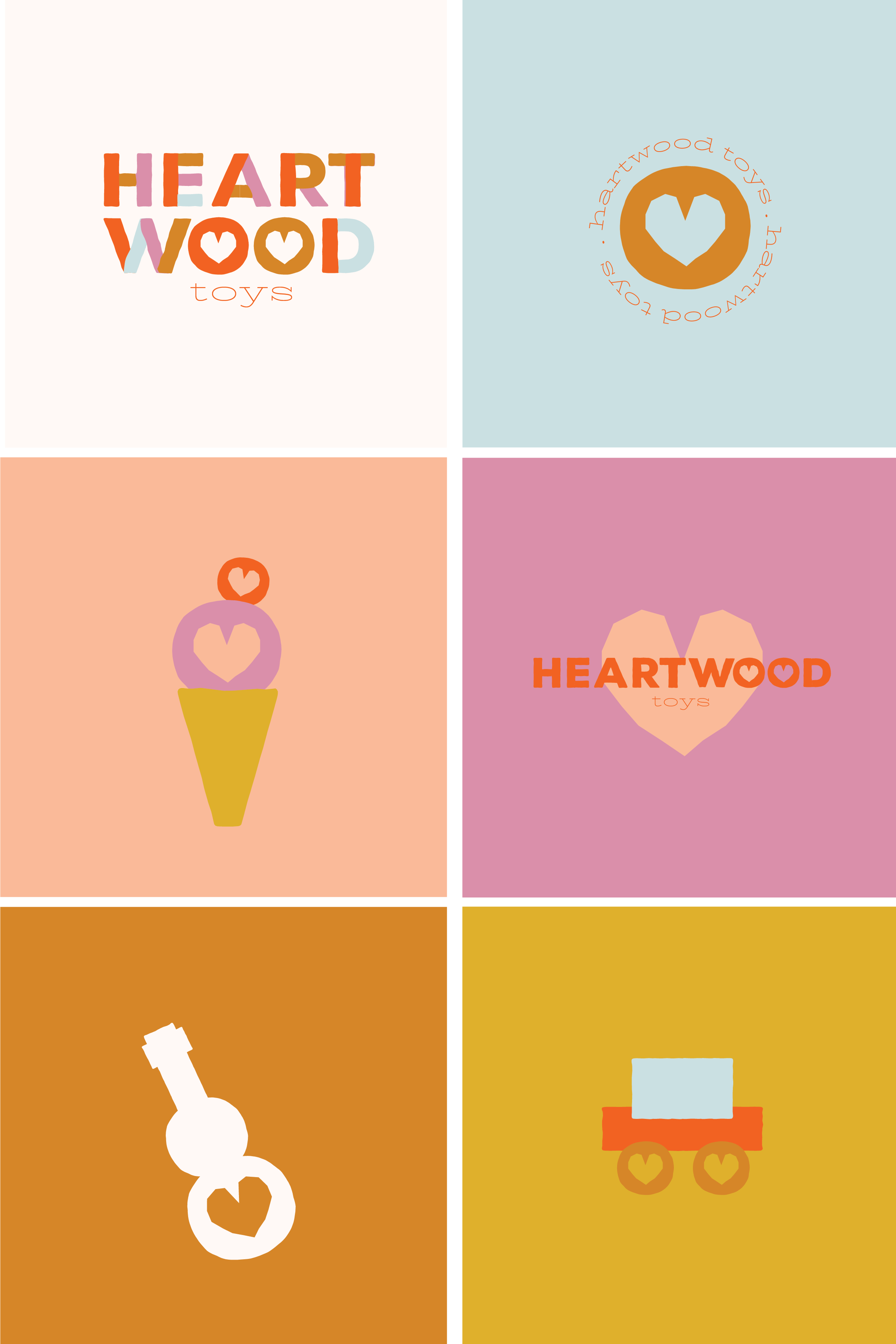 Colorful handmade toy company branding