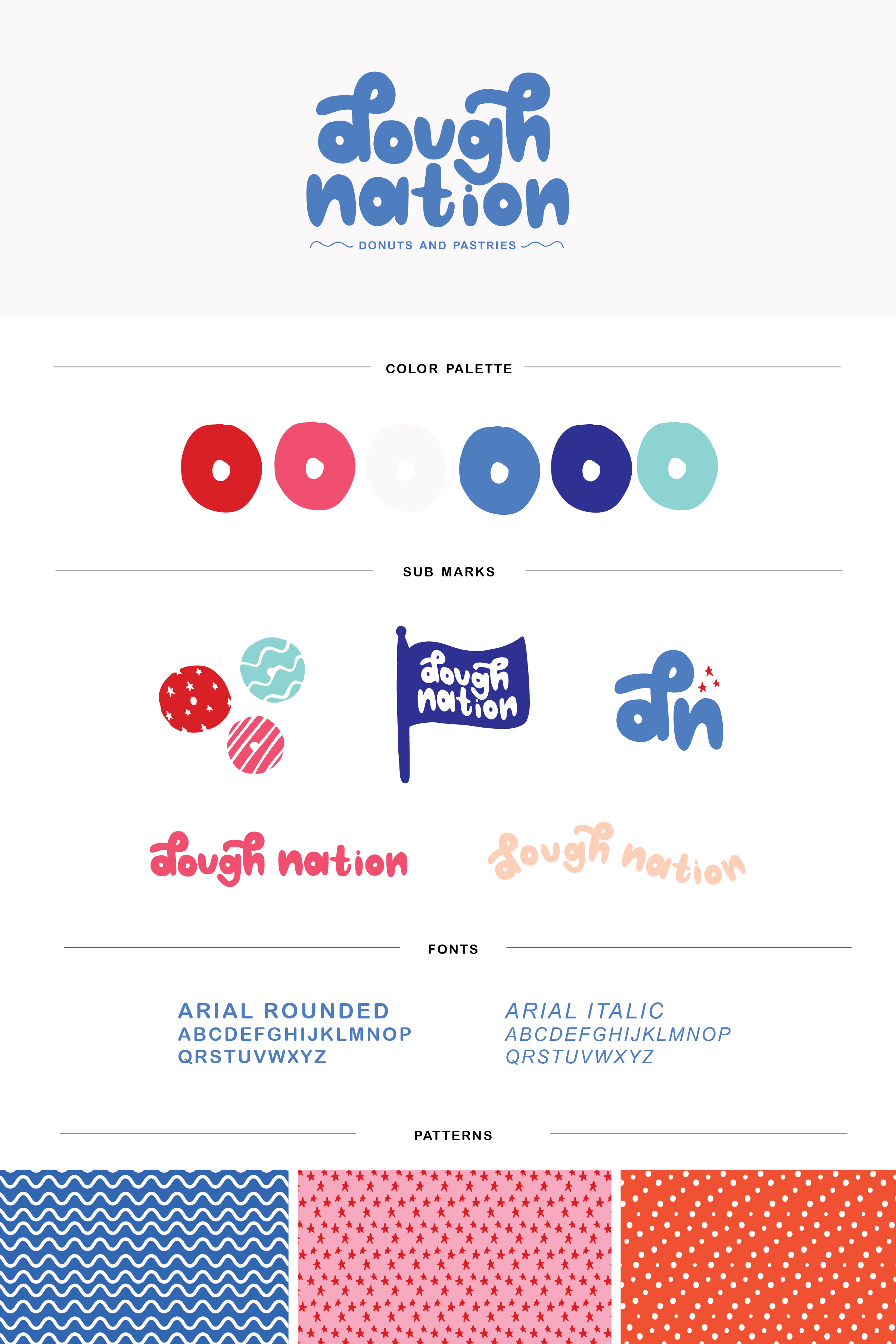 Colorful patriotic-inspired bakery and donut branding