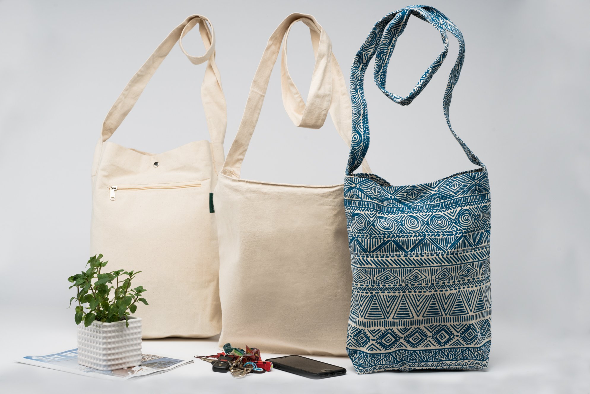  Organic  Cotton Cross body bags