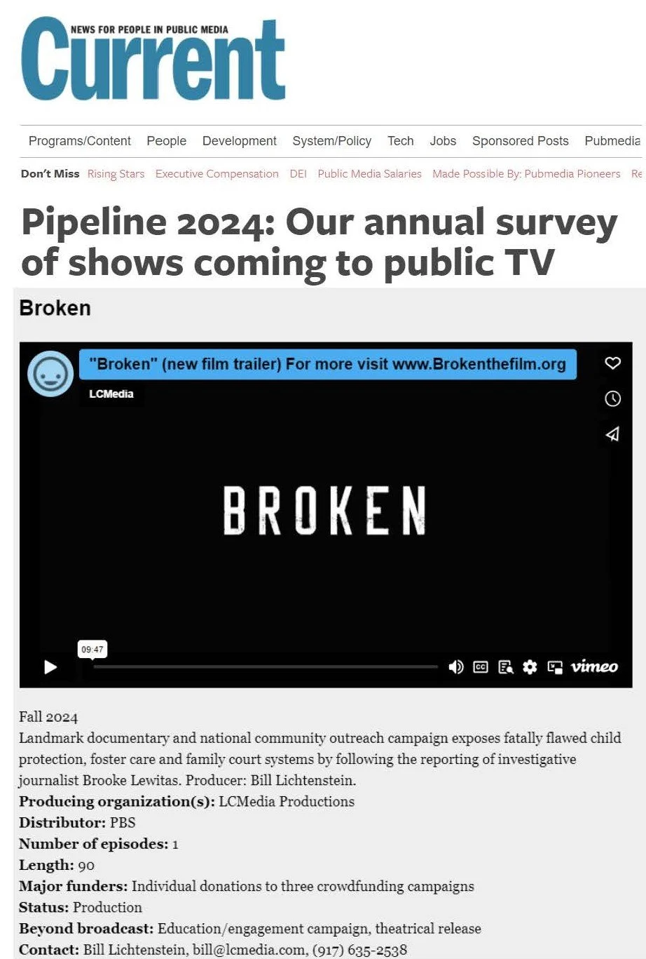 Public Television's Annual Pipeline