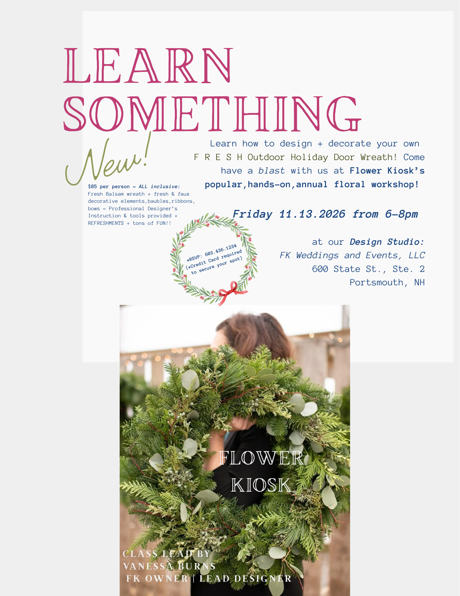 Holiday Door Wreath Workshop November 2026