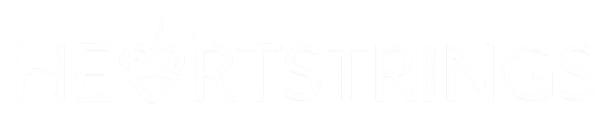 The word 'HEARTSTRINGS' with the letter 'A' stylized as a heart.