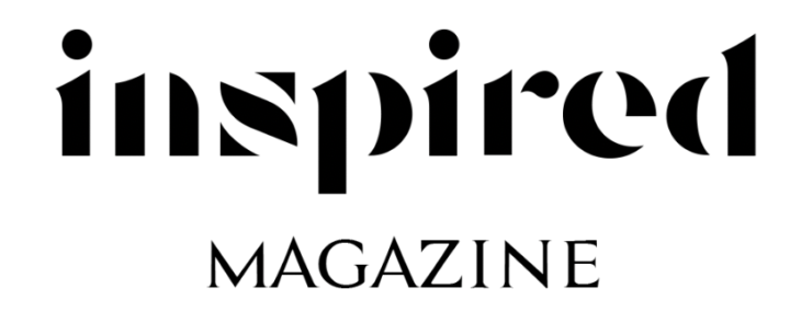 The word 'inspired' in large black artistic font with the words 'MAGAZINE' underneath in smaller font.