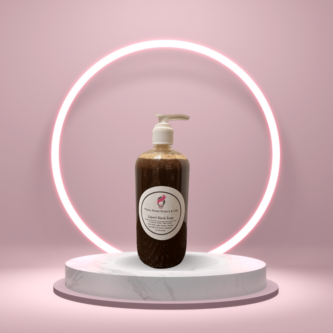 16oz Raw Liquid African Black Soap - Face, Body & Hair Cleanser