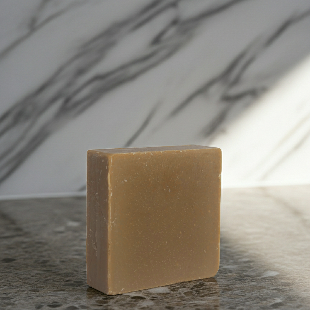 Jazz Night in Harlem soap bar on a marble counter in soft natural light