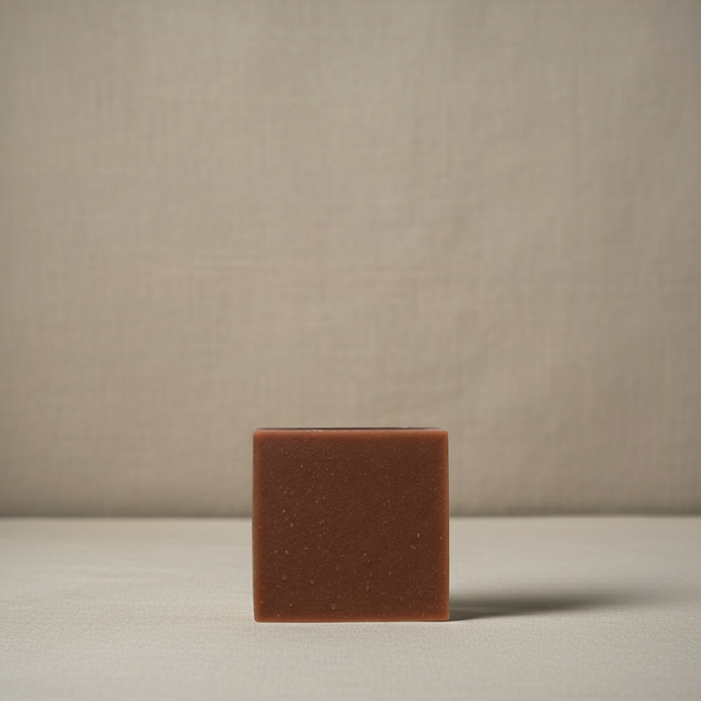 Queen Nandi handmade oatmeal soap bar with soft neutral styling and warm grounded scent profile