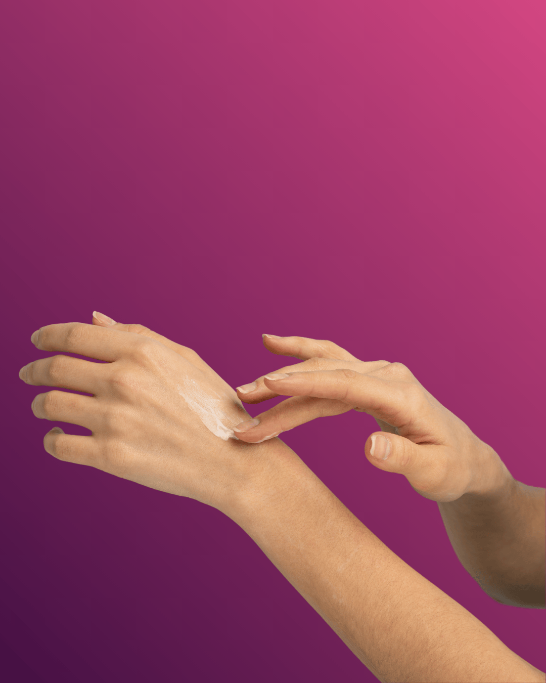 Woman applying body butter to dry skin with text about dry skin vs dehydrated skin