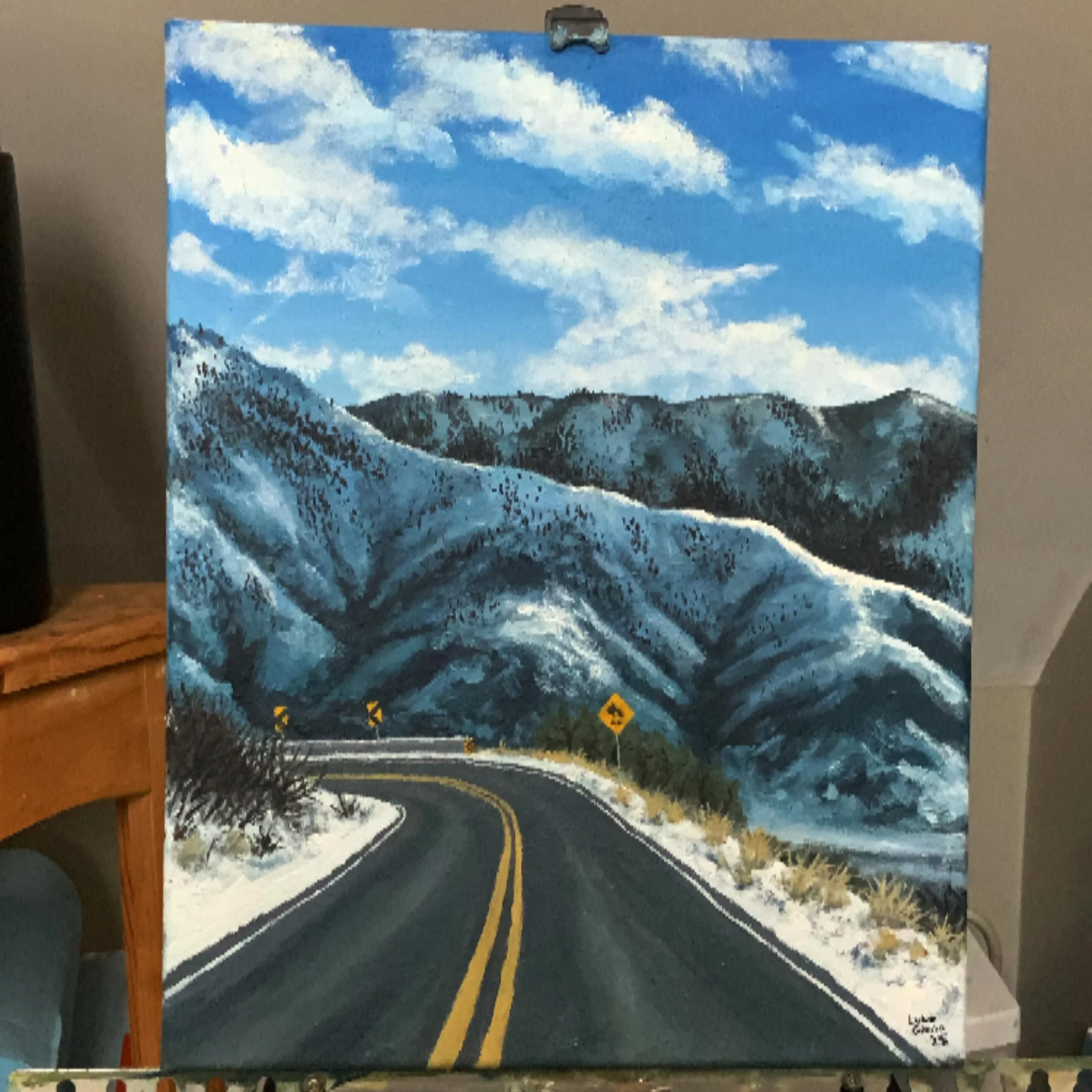&ldquo;Bend in the road&rdquo;
11x14
Here is another Utah painting. The day this I broke my wrist while skiing. The first day of my ski vacation ended in tragedy, so I took the rest of the afternoon to drive through the mountains and see the sights.
