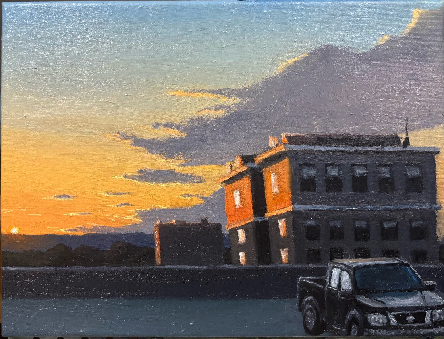 A sunset painting that I made for a class that I&rsquo;m taking. The challenge was to make a painting with highlights. Bright pieces of light that are perpendicular to the light source. 
Hope you enjoy!
Ps I&rsquo;ve got some really good art that I&r