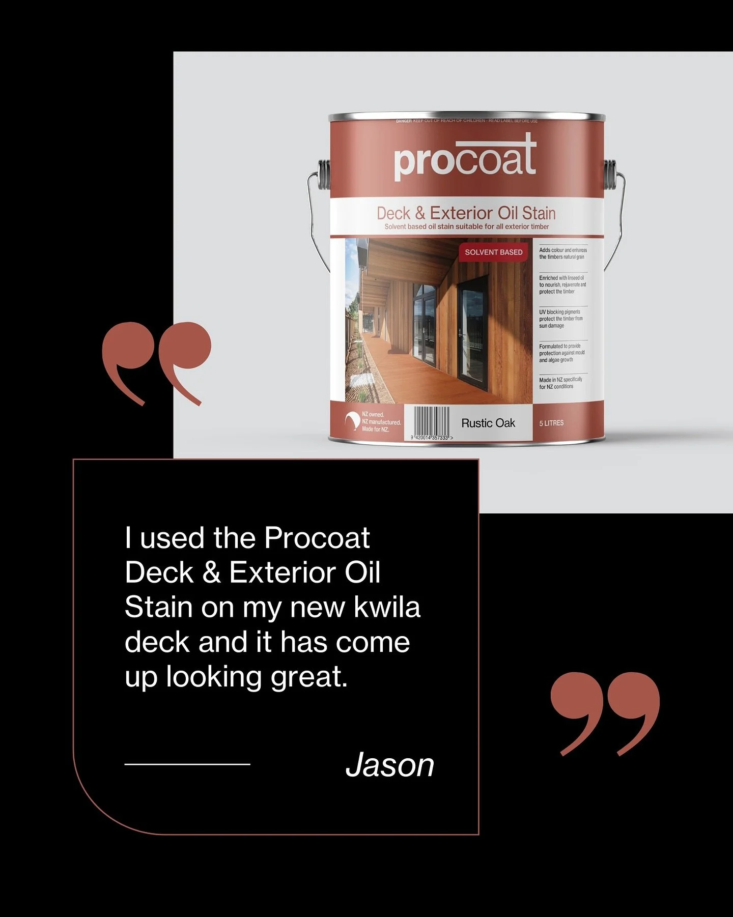 Thanks, Jason! Nothing better than a fresh deck stain 🤩

#procoat #procoatpaint #diynz #mitre10