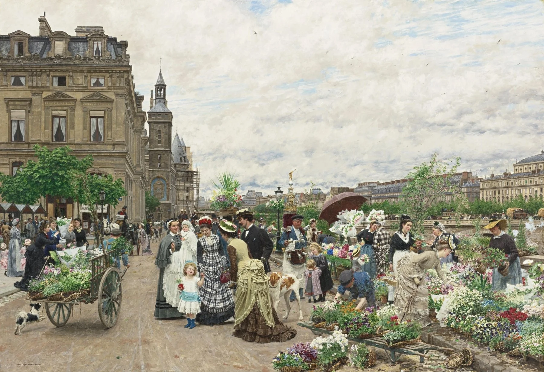 The Flower Wharf Painting by artist Marie-François Firmin-Girard 