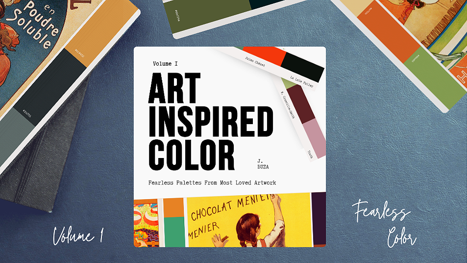 Books Cover of Art Inspired Color Paperback Book by Jen Buza, Available in Print on Amazon for  34.99 and as a digital download for kindle.