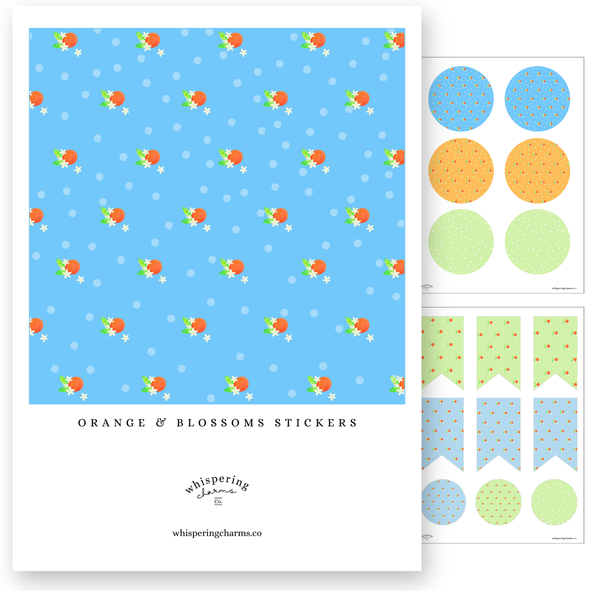 Orange and Blossoms Stickers Digital Downloads
