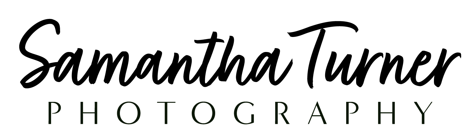 An alternate logo for Samantha Turner Photography featuring "Samantha Turner" written in script font style, and "PHOTOGRAPHY" written in all capitalized letters
