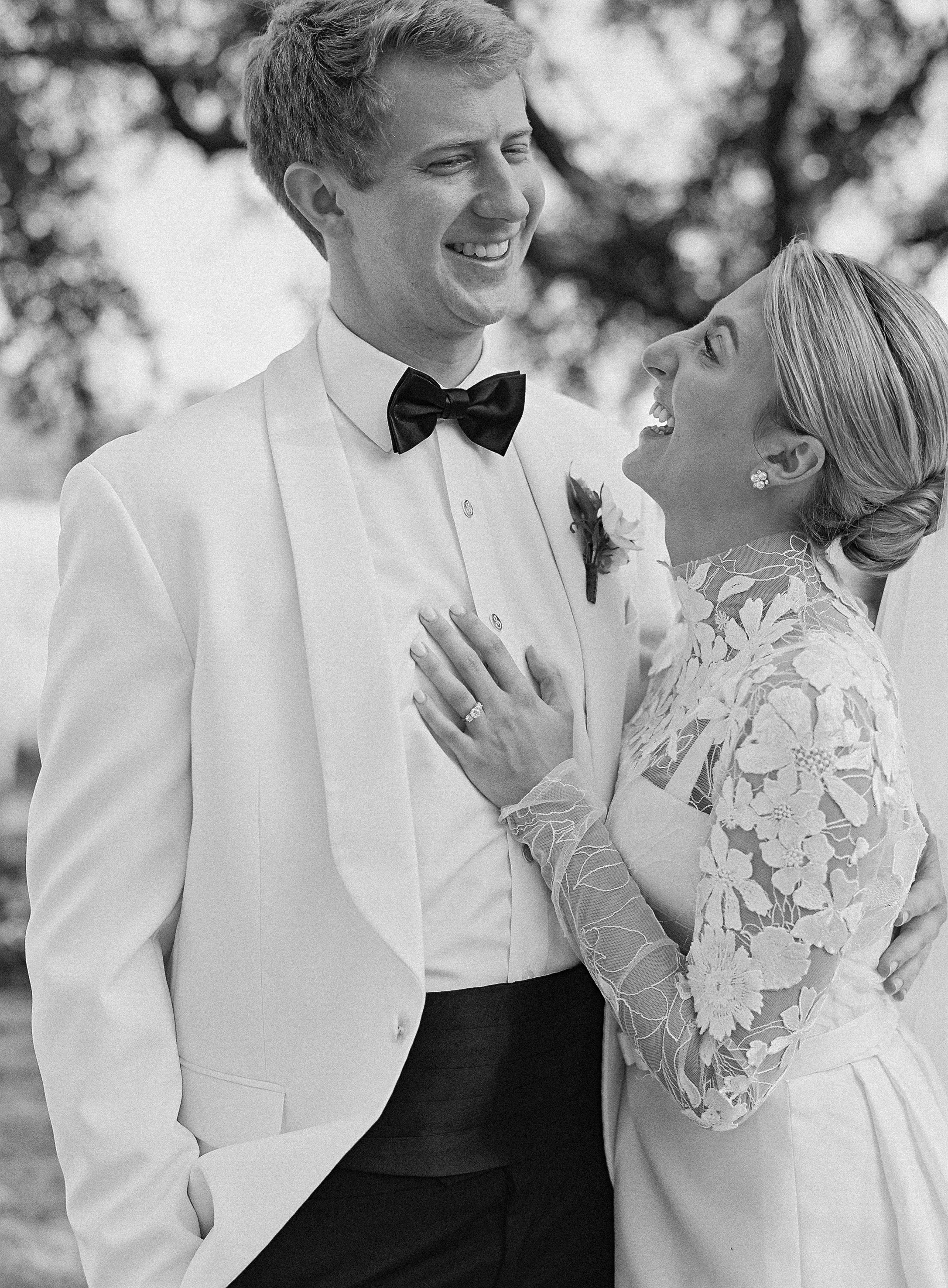 Bride and groom during their first look at DeBordieu Club in Georgetown, South Carolina