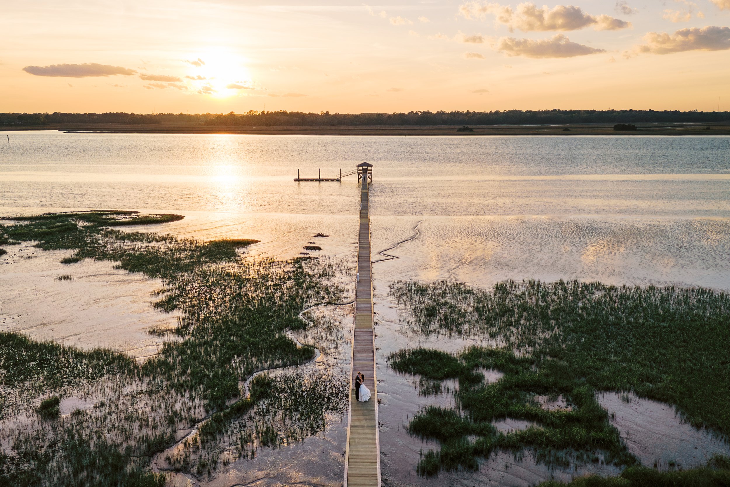 Lowndes Grove waterfront wedding portrait in Charleston photographed on film
