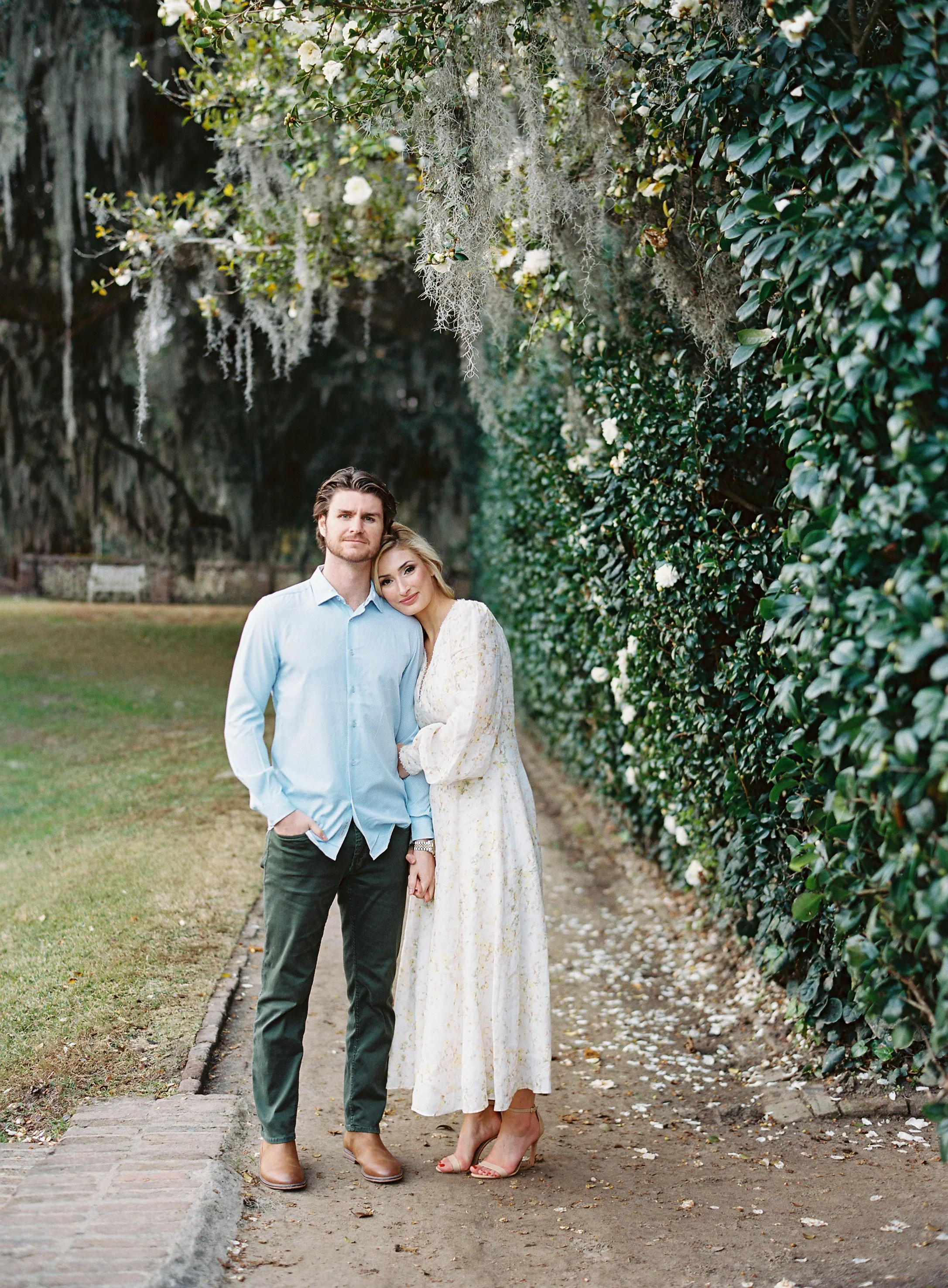 Engagement photos at Middleton Place gardens near Charleston, South Carolina