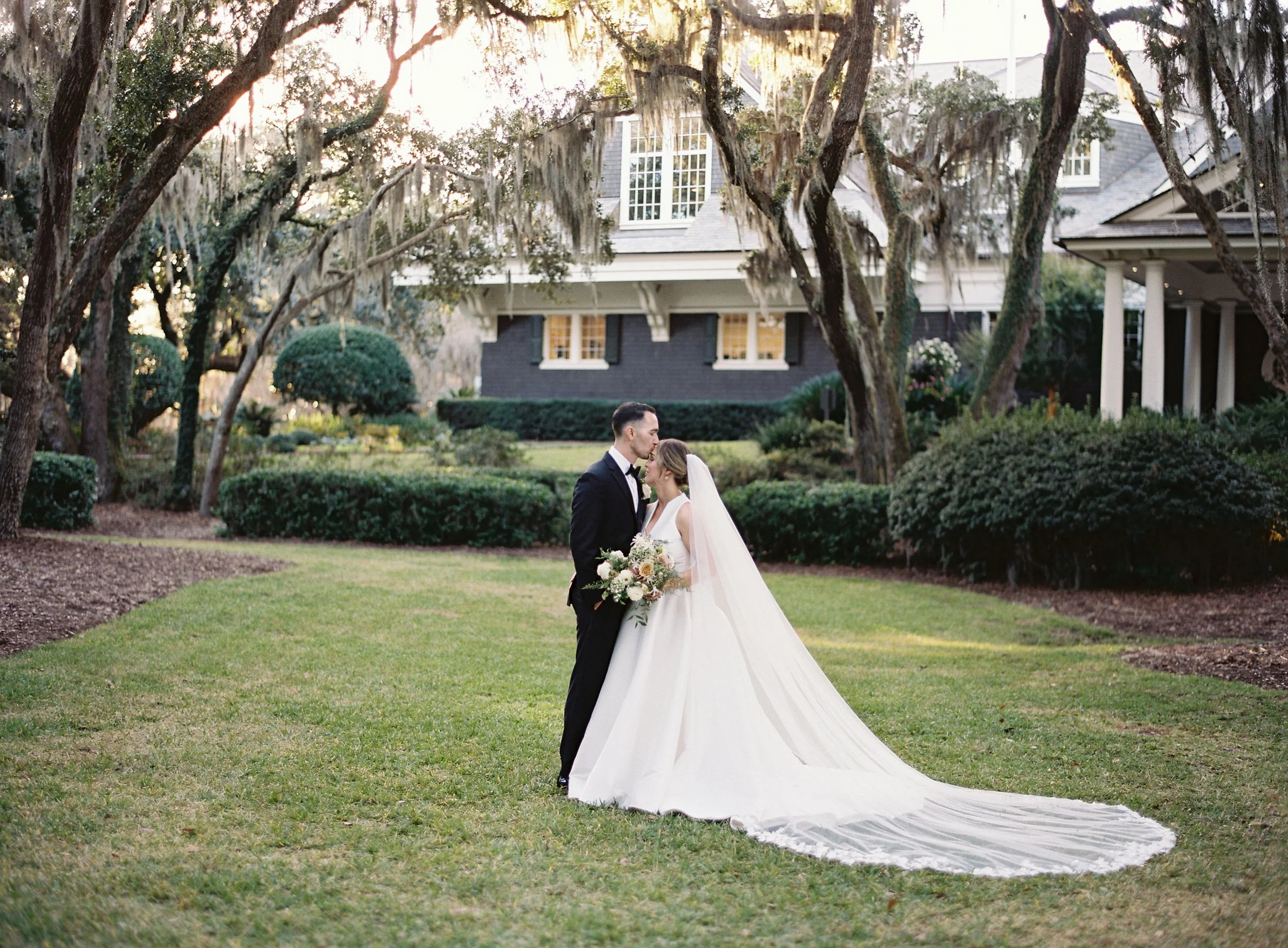 Bride and Groom Portraits at Kiawah River Course