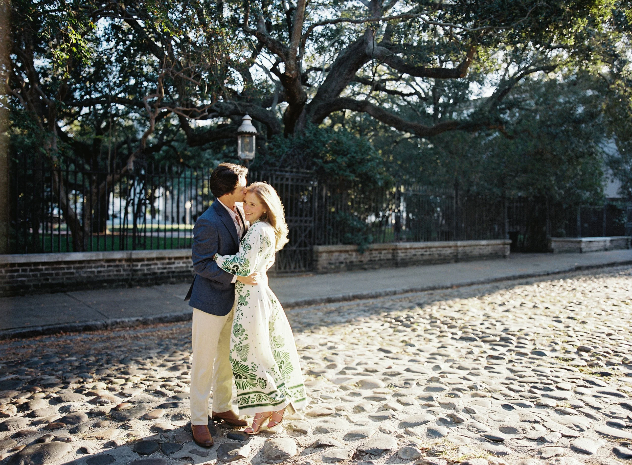 Engagement photos on Chalmers Street in Charleston