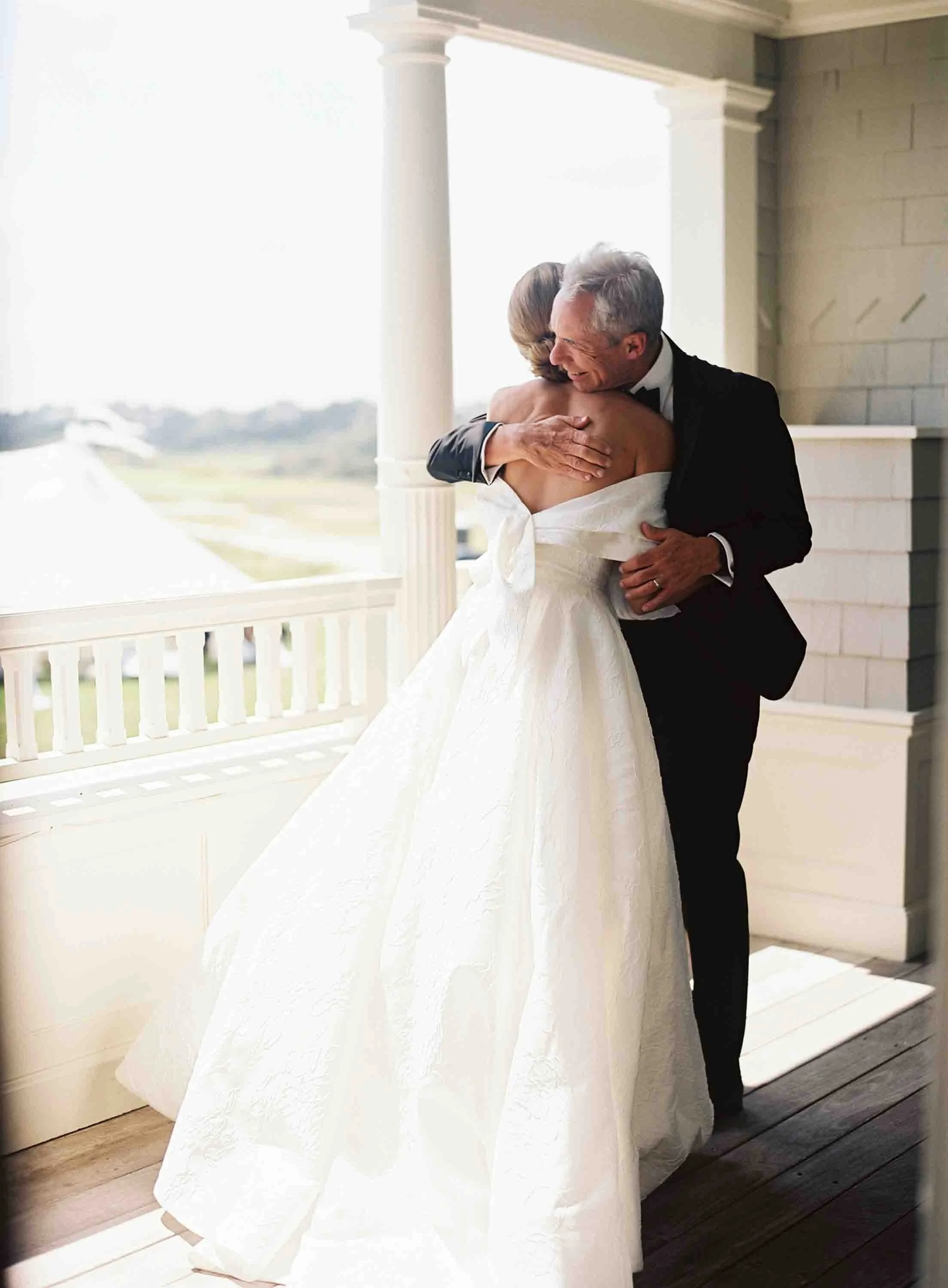 bride first look with father kiawah island wedding emotional father daughter moment