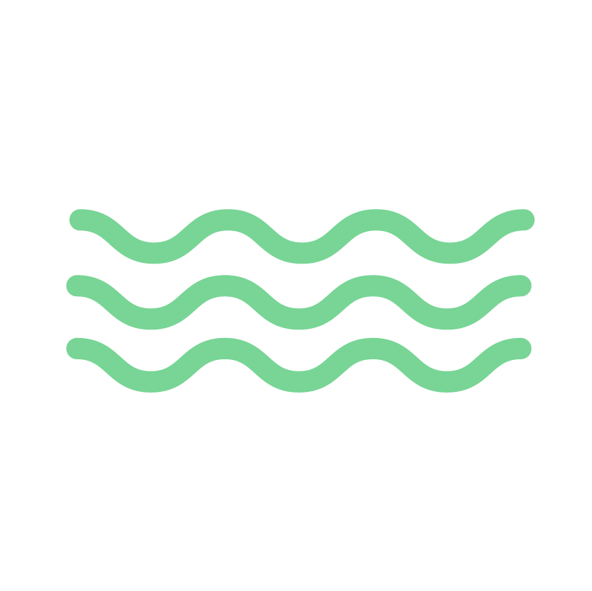 Green wavy lines on a white background